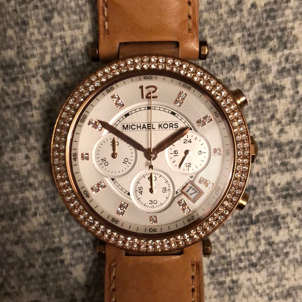 Michael Kors Rose Gold and Leather Watch